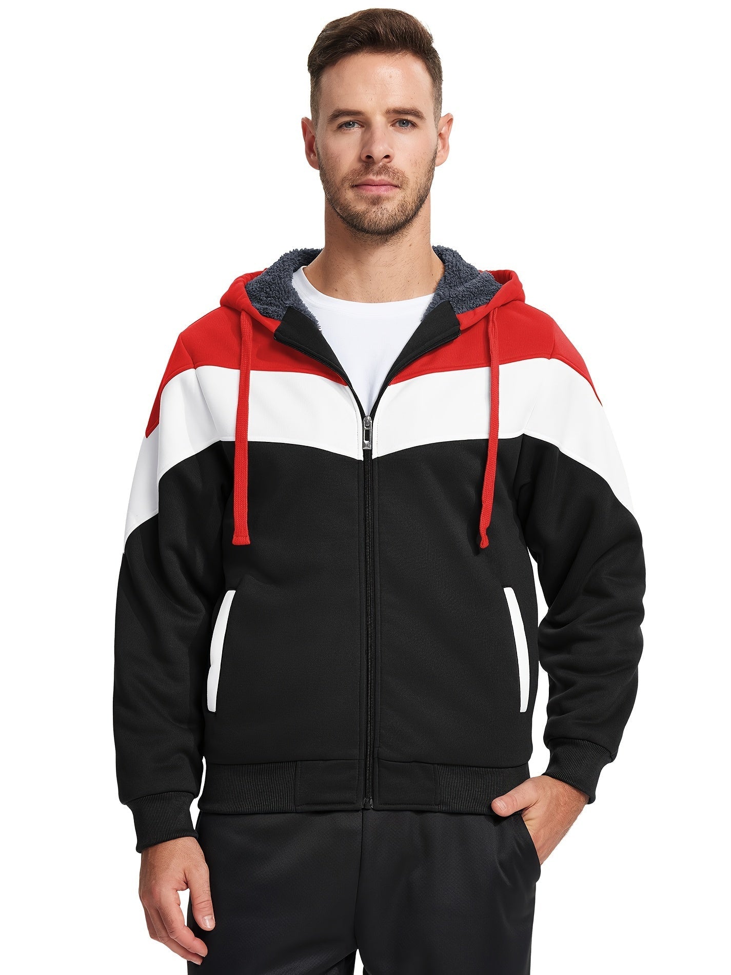 Felpa con cappuccio versatile in pelliccia da uomo