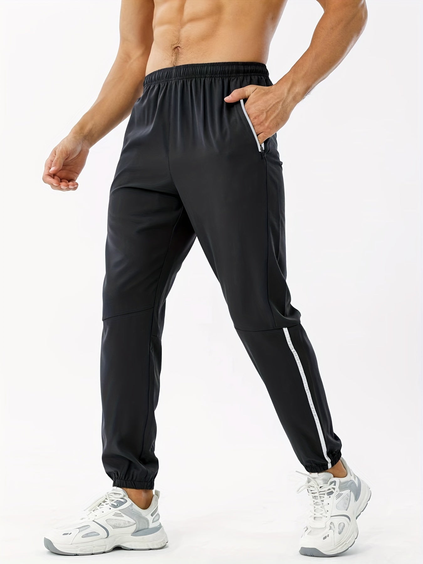 Pantaloni neri con elastico in vita da uomo