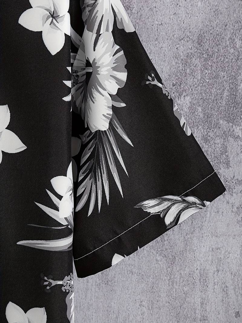 Camicia revers a manica corta con fantasia floreale