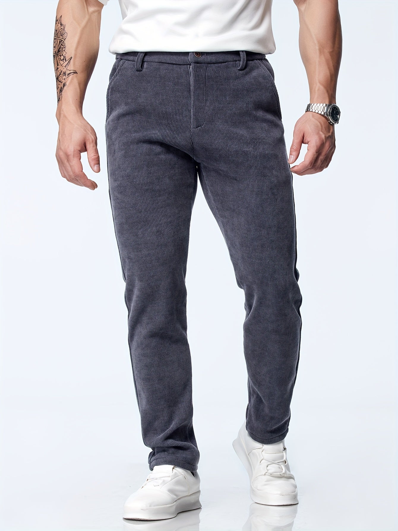 Pantaloni dritti in velluto a coste