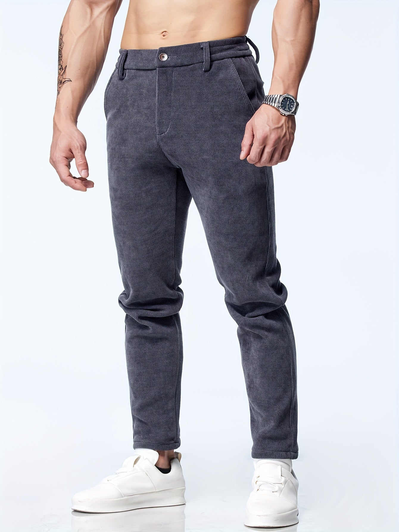 Pantaloni dritti in velluto a coste