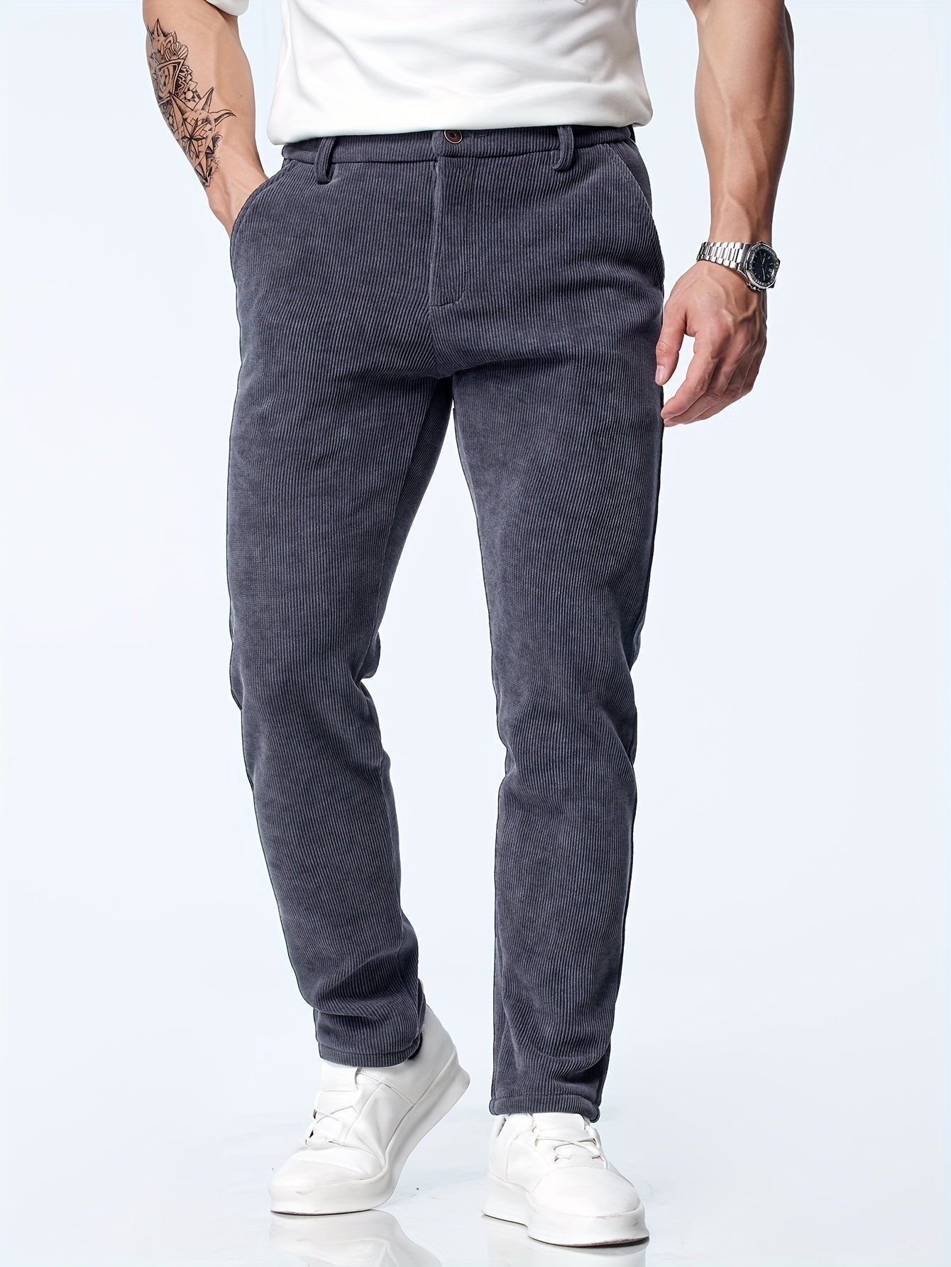 Pantaloni dritti in velluto a coste