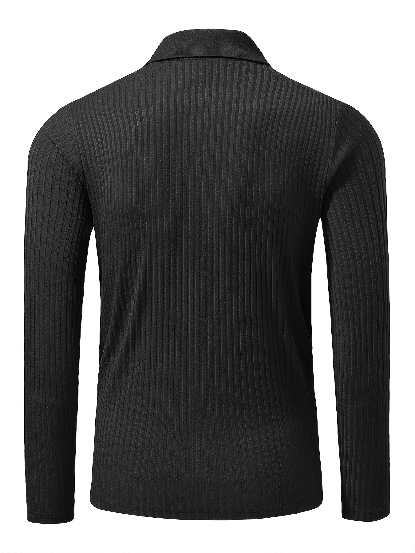 Camicia Henley nera a righe con maniche lunghe