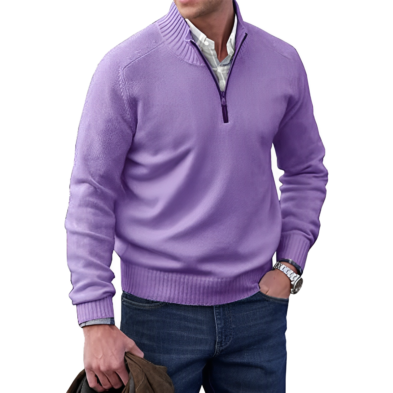 Maglione con cerniera in cashmere da uomo