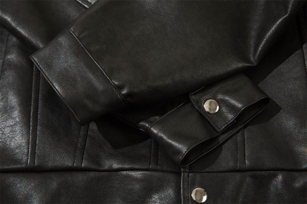 Giacca in pelle con revers da uomo