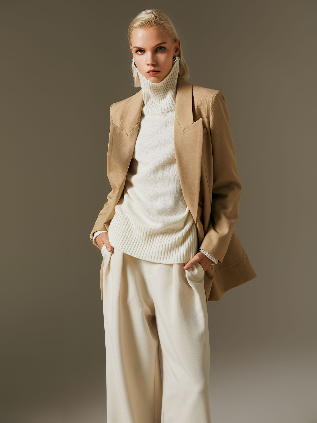 Giacca blazer da donna in twill di lana