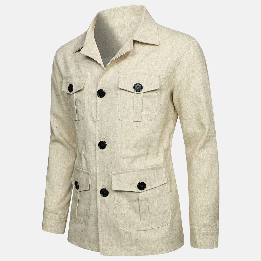 Giacca in lino con molteplici tasche