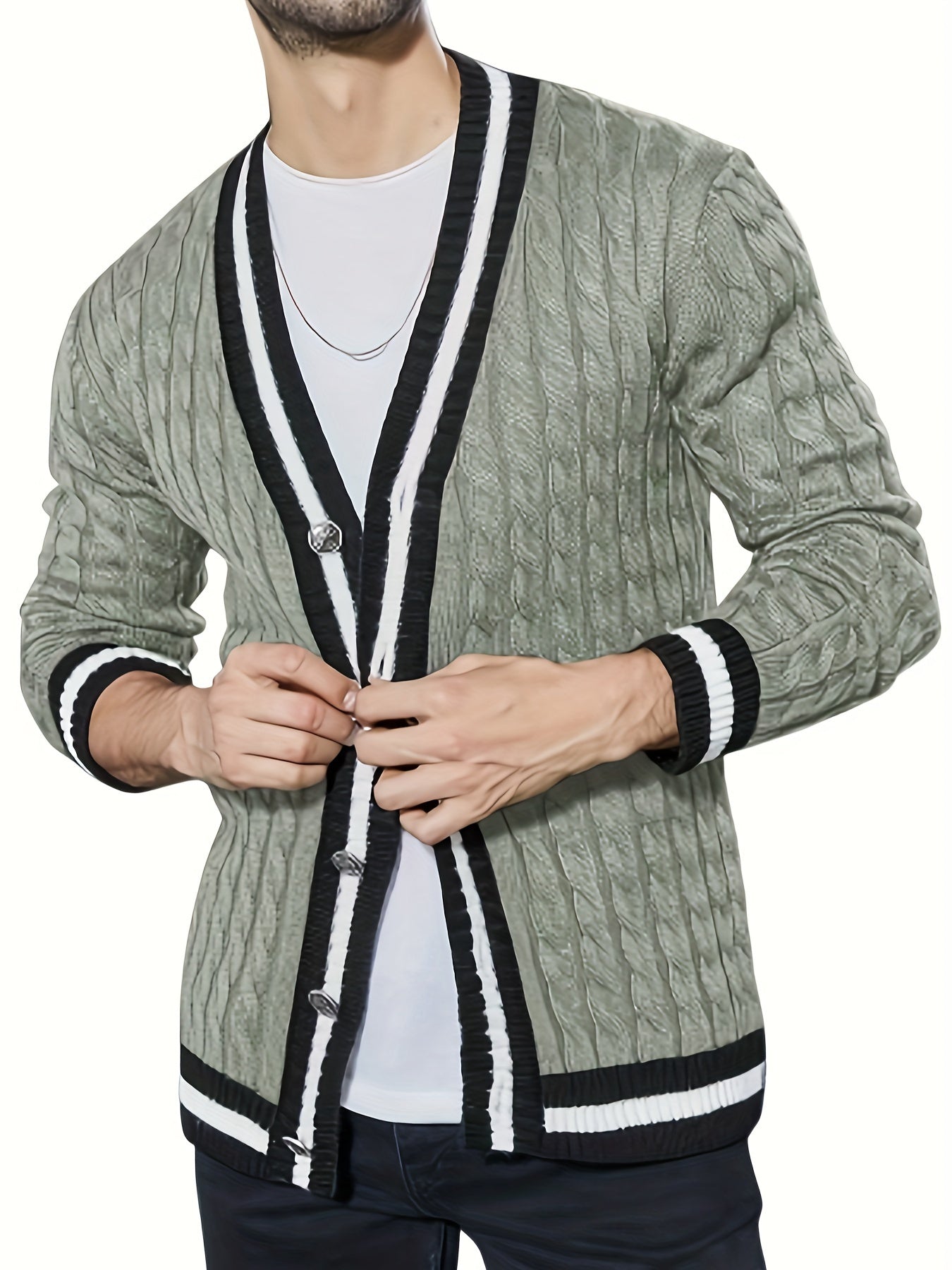 Elegante cardigan verde da uomo