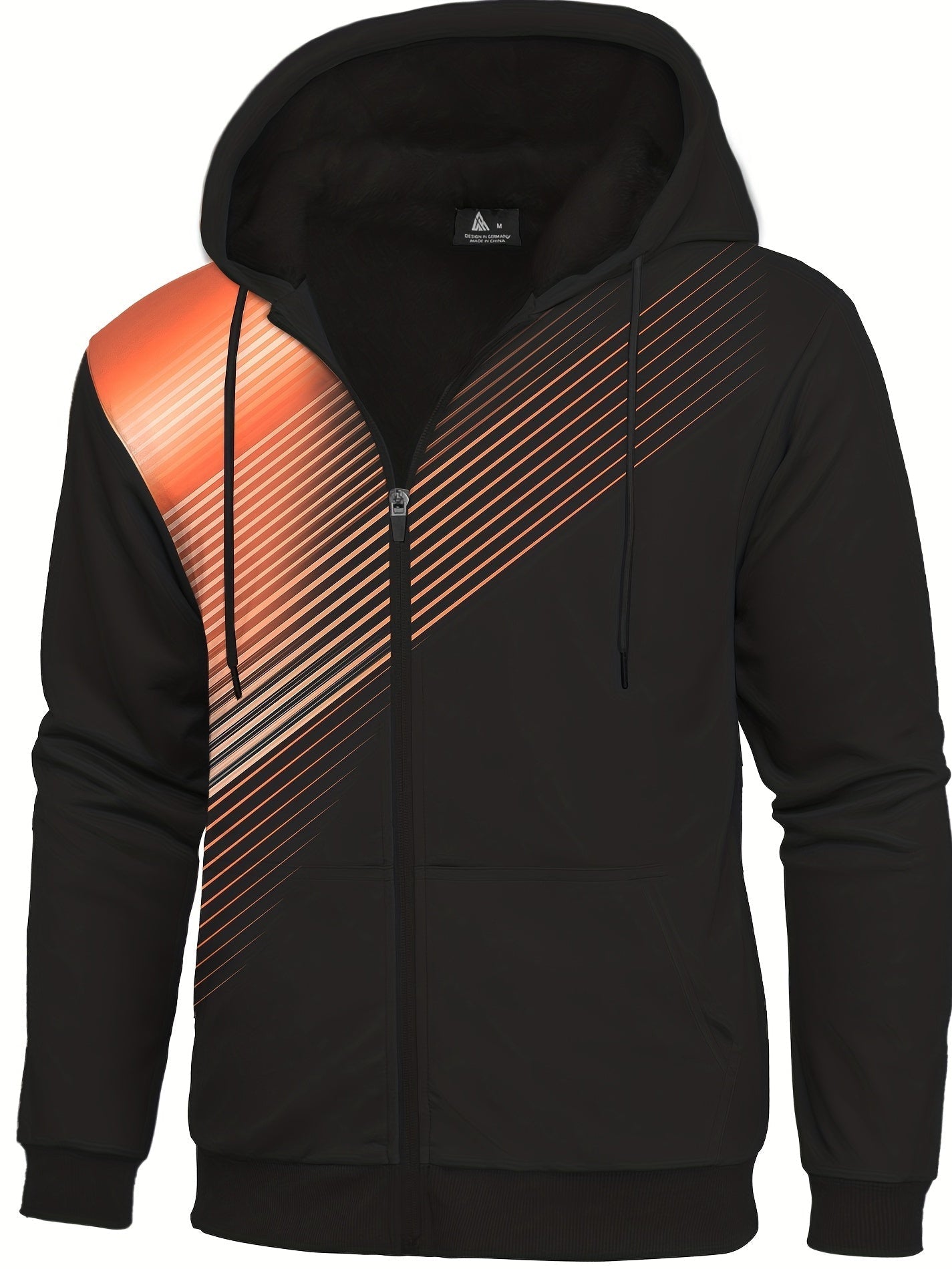 Felpa con cappuccio in pelliccia a righe da uomo