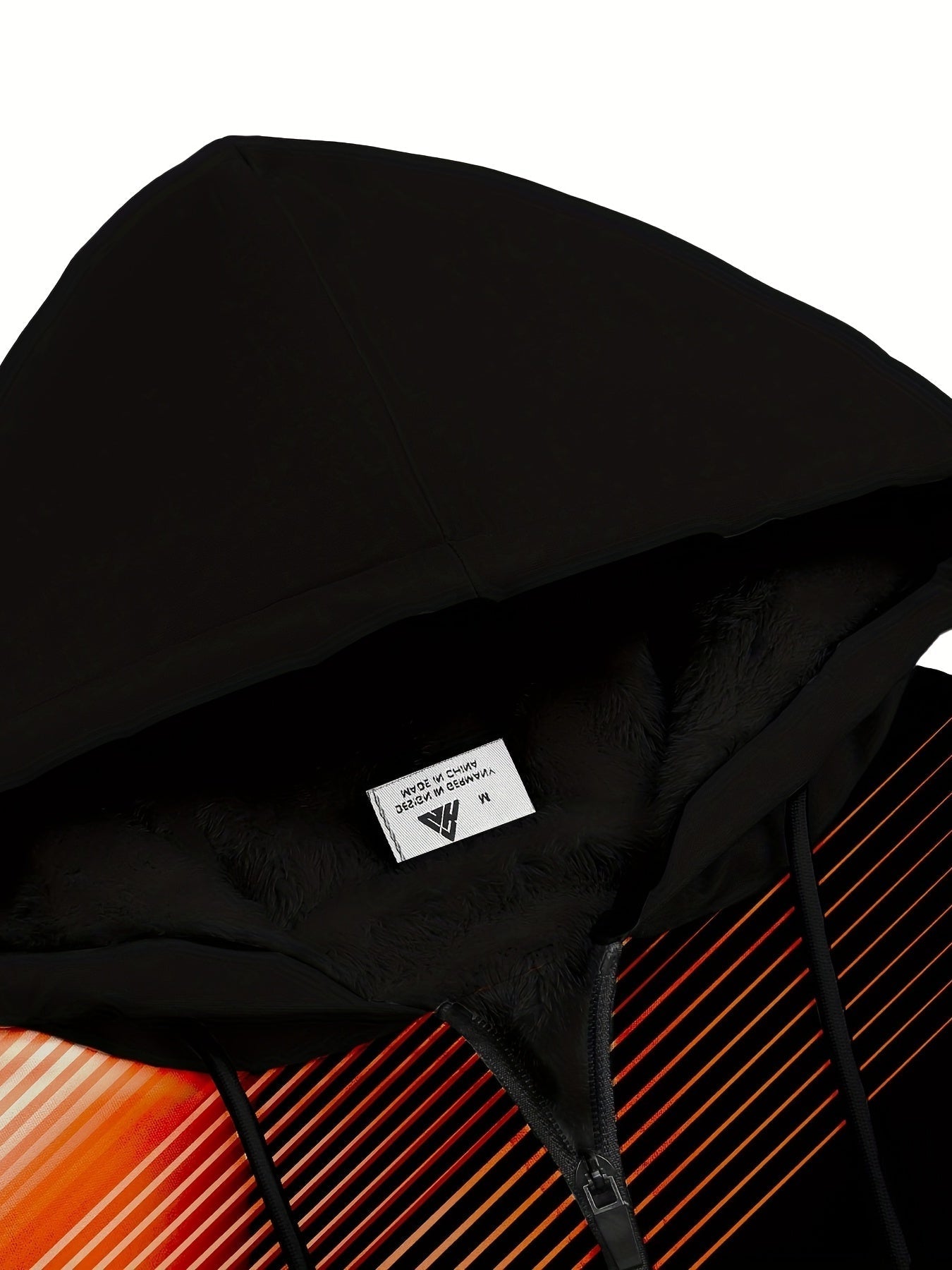 Felpa con cappuccio in pelliccia a righe da uomo