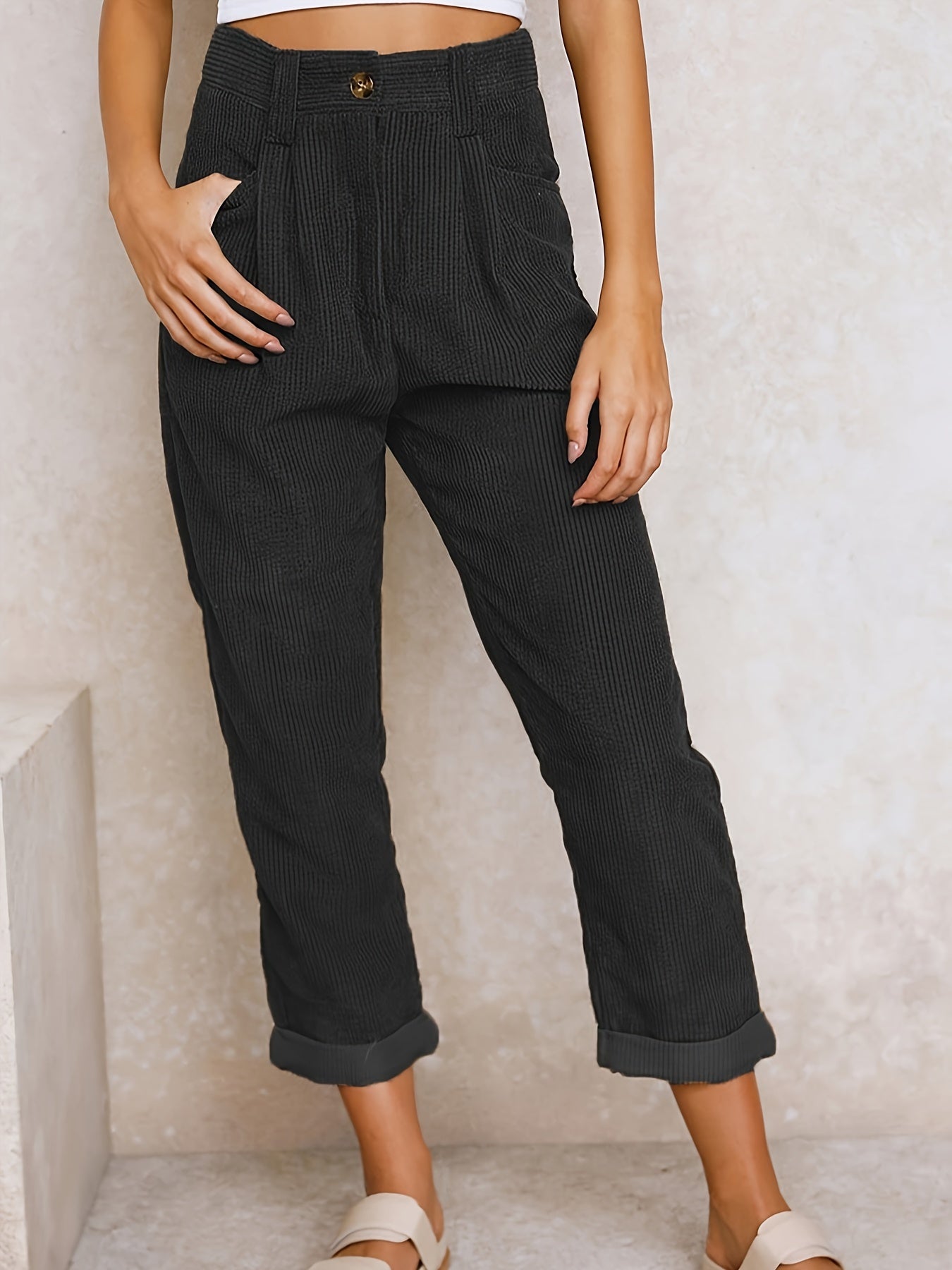 Pantaloni in velluto a coste con gamba dritta