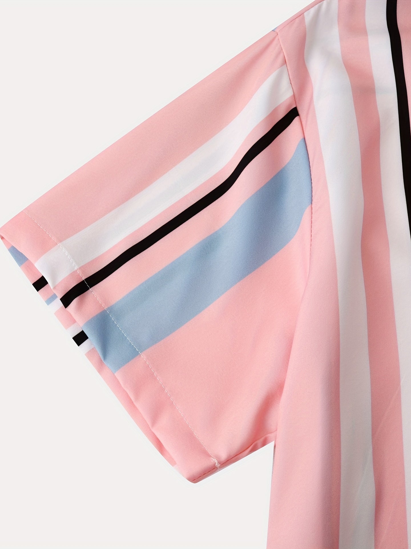 Camicia casual da uomo a maniche corte sottili con risvolto con motivo a righe