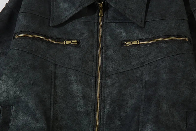 Giacca in pelle casual da uomo