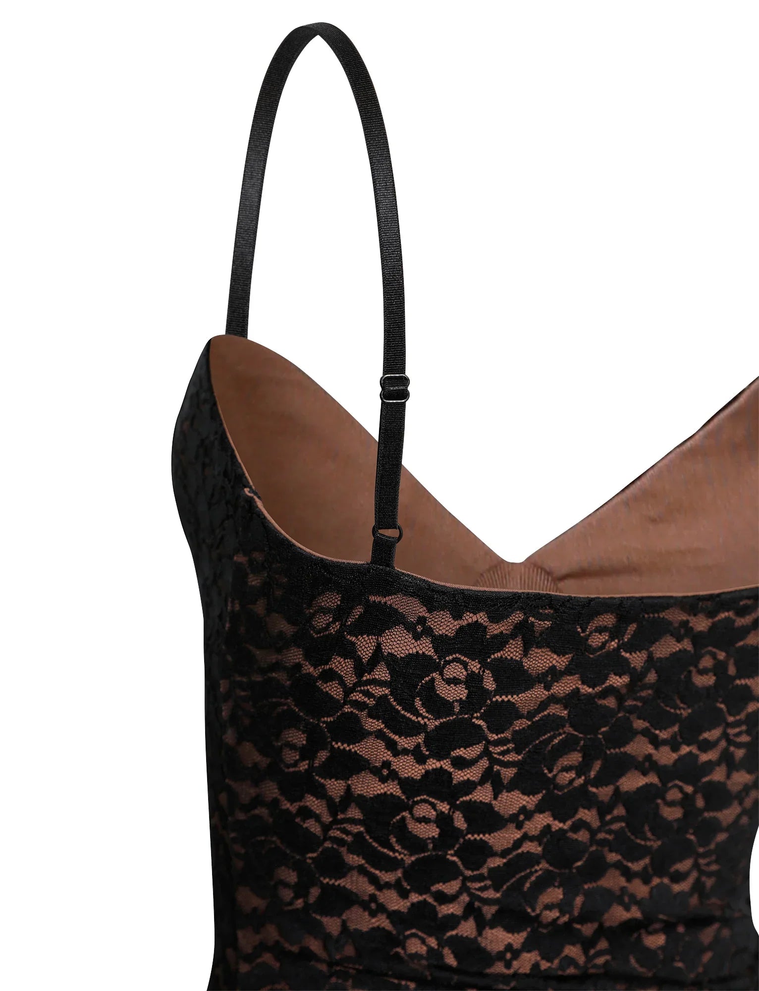 Vestito in pizzo nero con stampa floreale