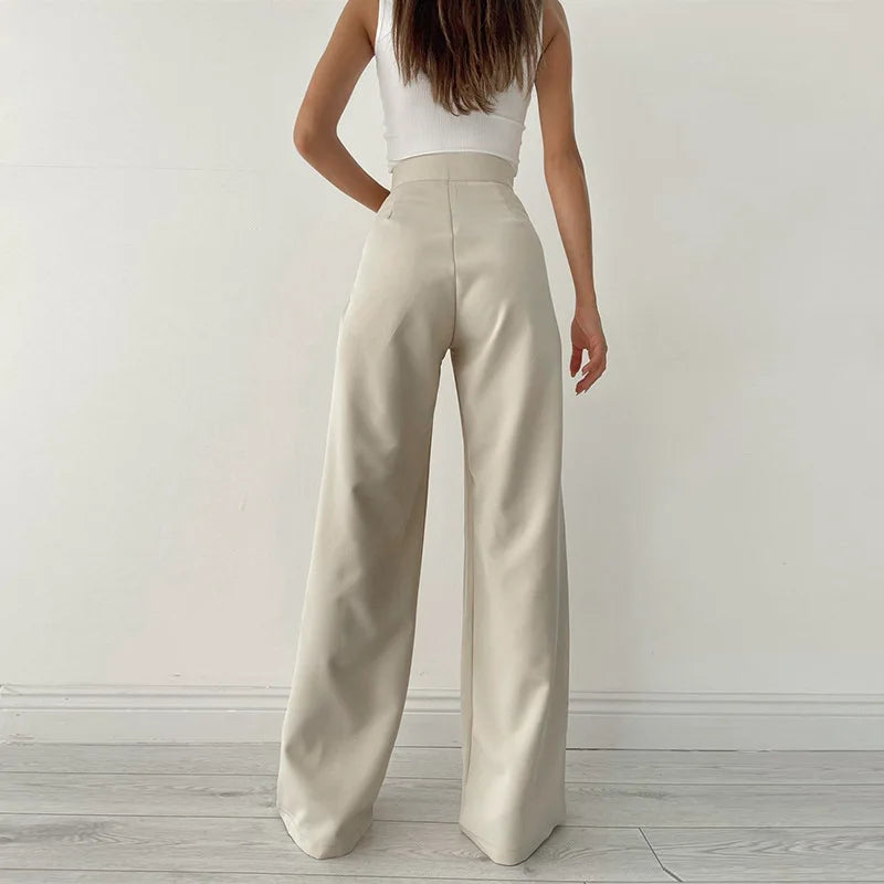 Pantaloni a gamba larga con nastro