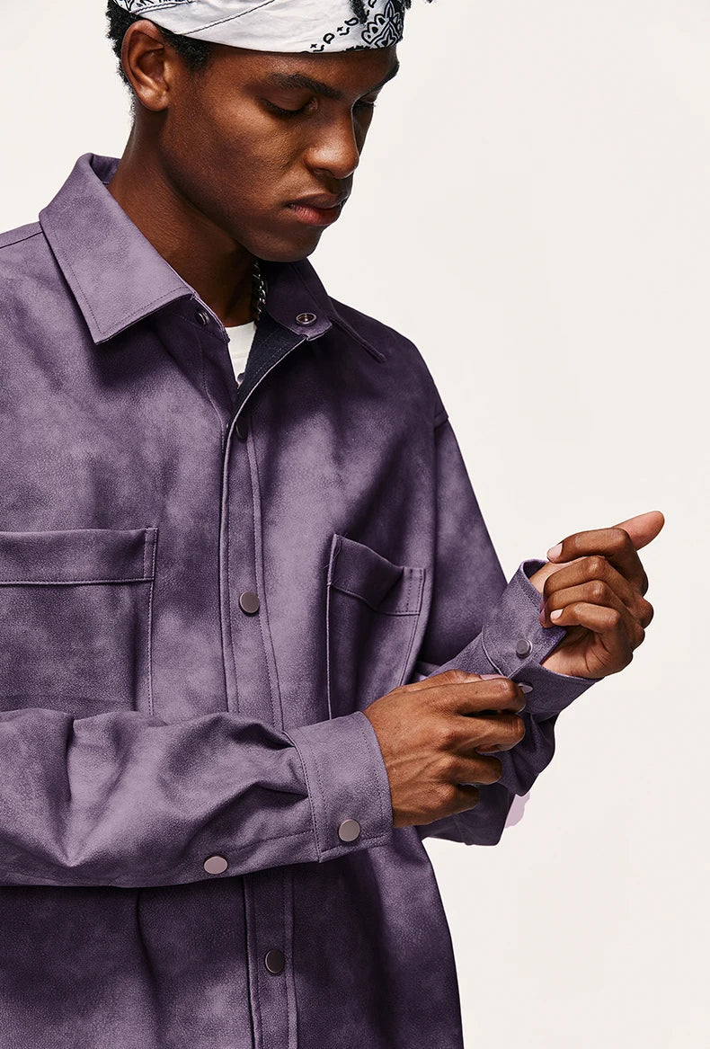 Giacca in pelle PU invecchiata