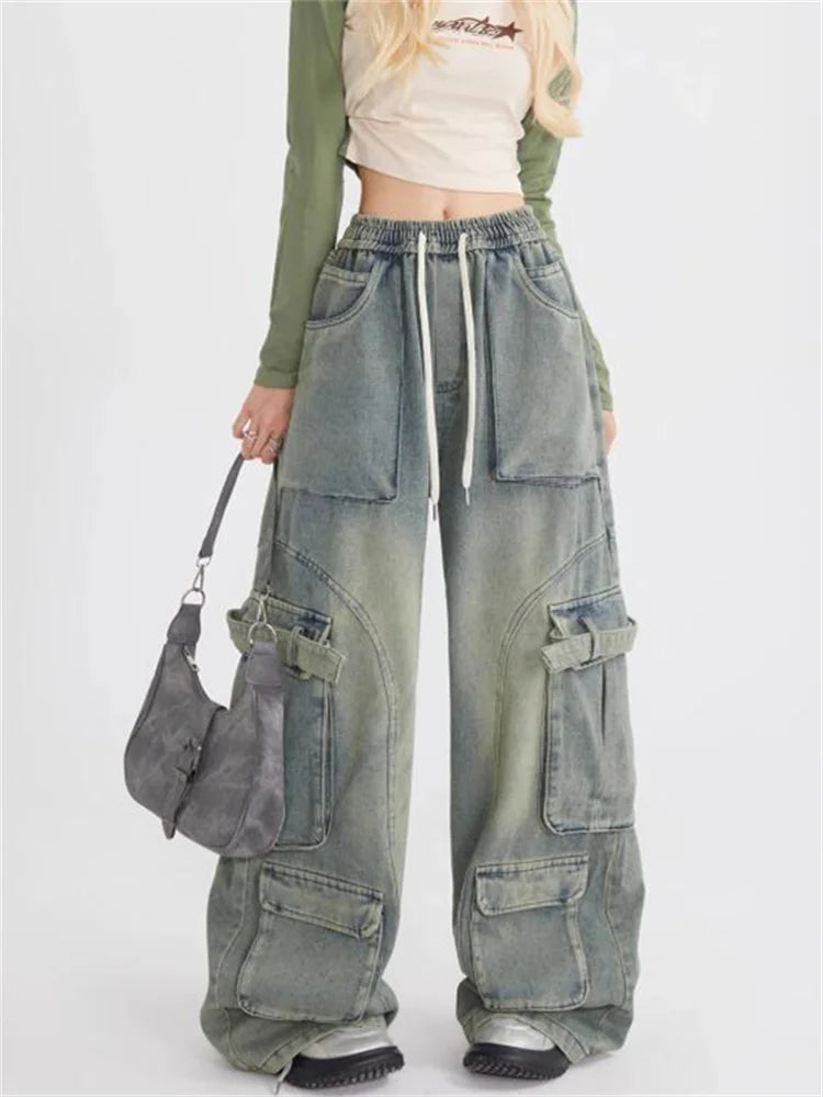Jeans larghi retr? con ampie tasche