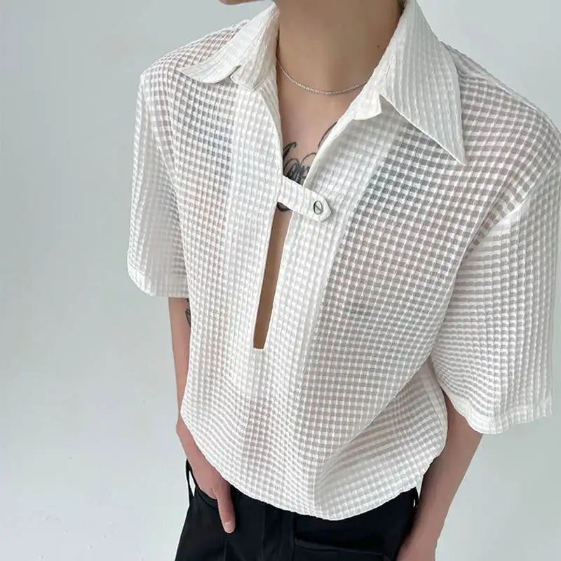 Camicia rigata con maniche lunghe e revers