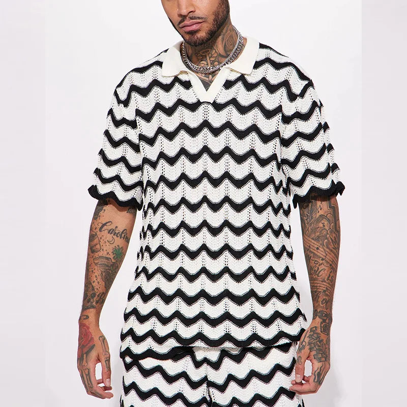 Set estivo composto da maglietta e pantaloncini lavorati a maglia