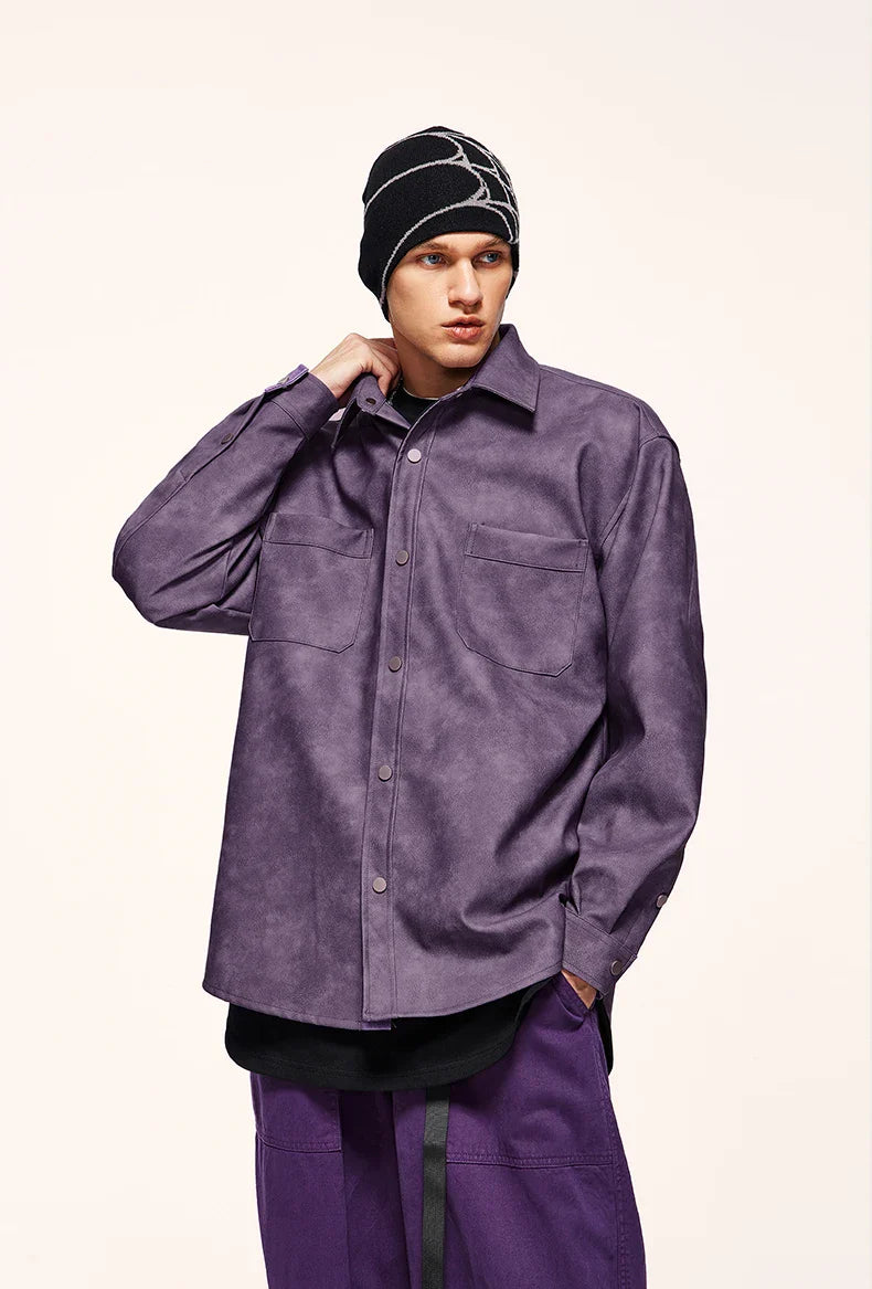 Giacca in pelle PU invecchiata