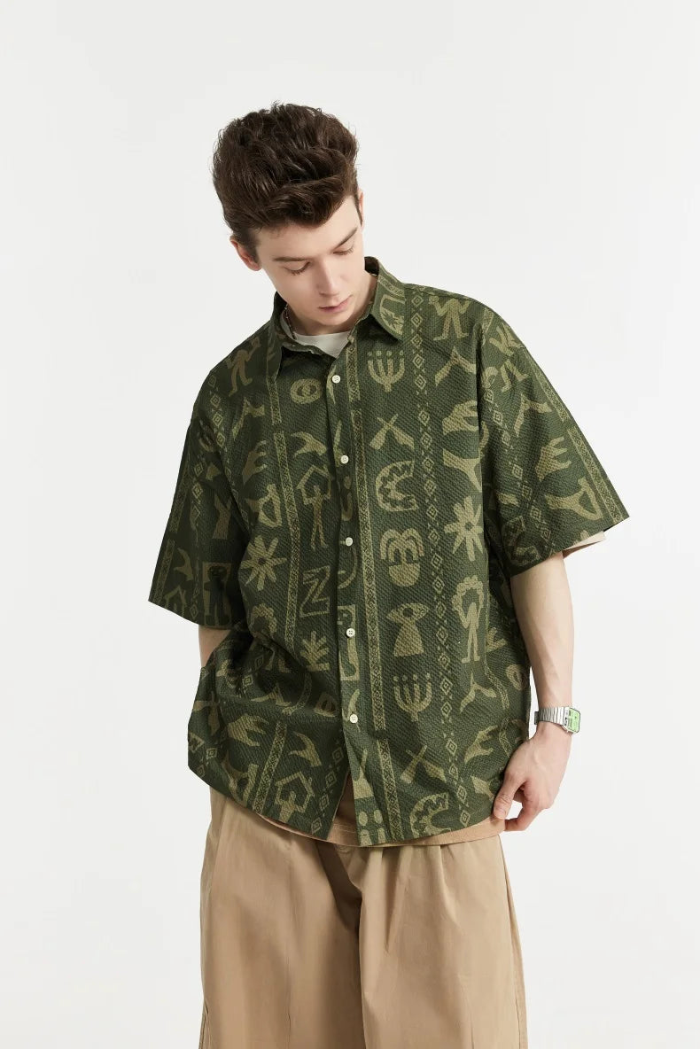 Camicia in seersucker stampata