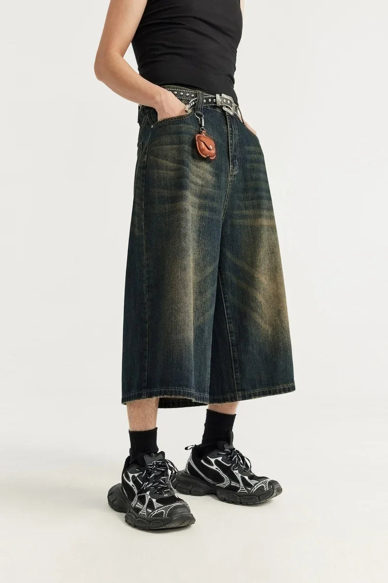 Shorts in jeans a gamba larga