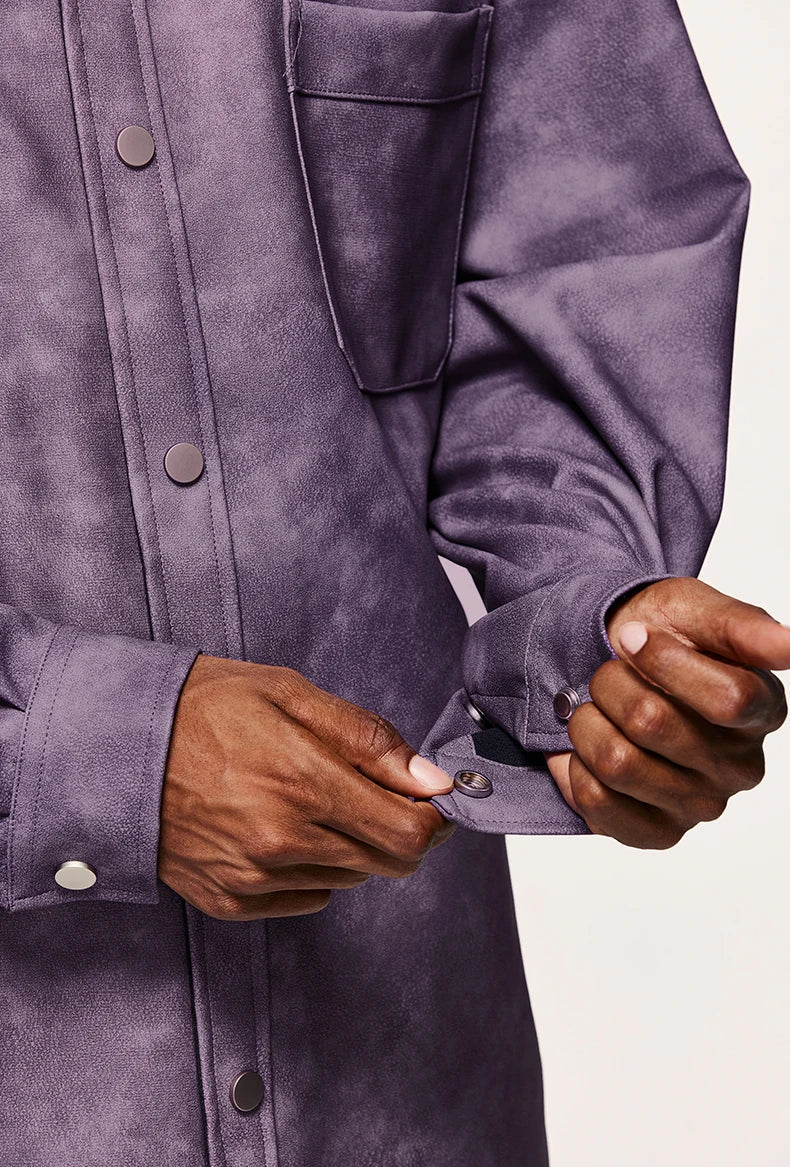 Giacca in pelle PU invecchiata