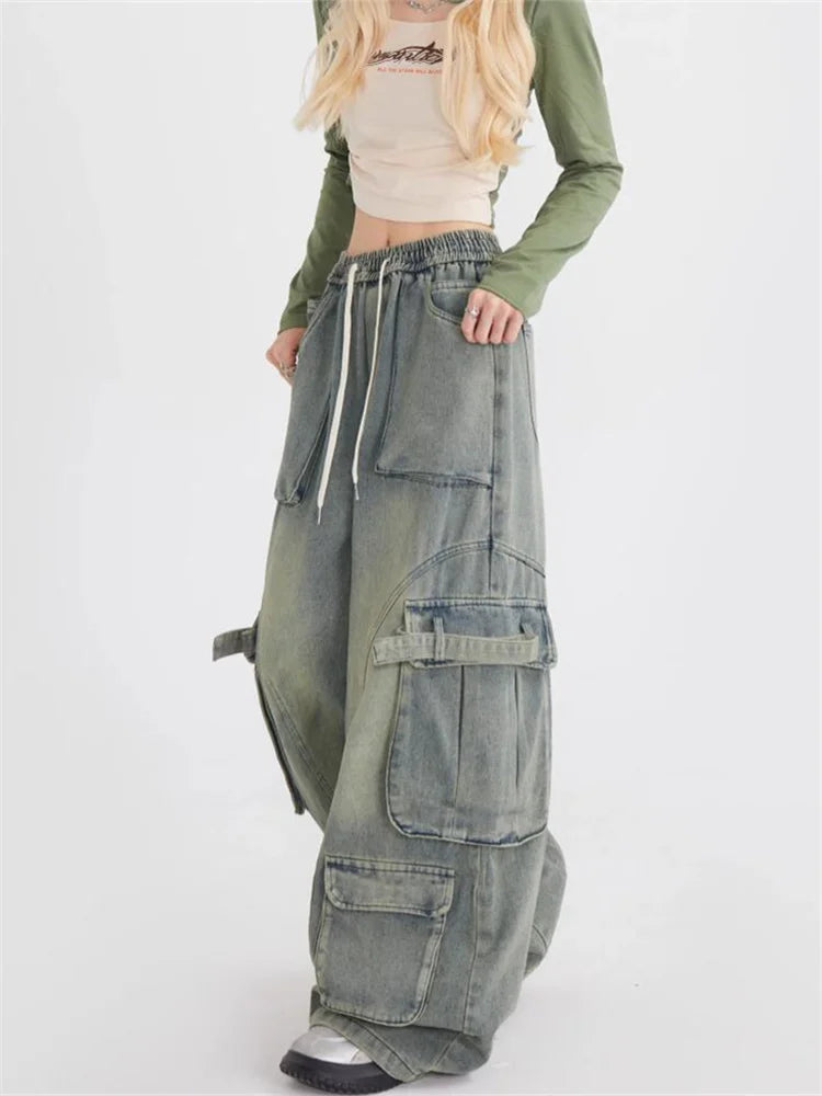 Jeans larghi retr? con ampie tasche