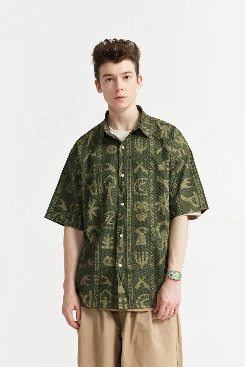 Camicia in seersucker stampata