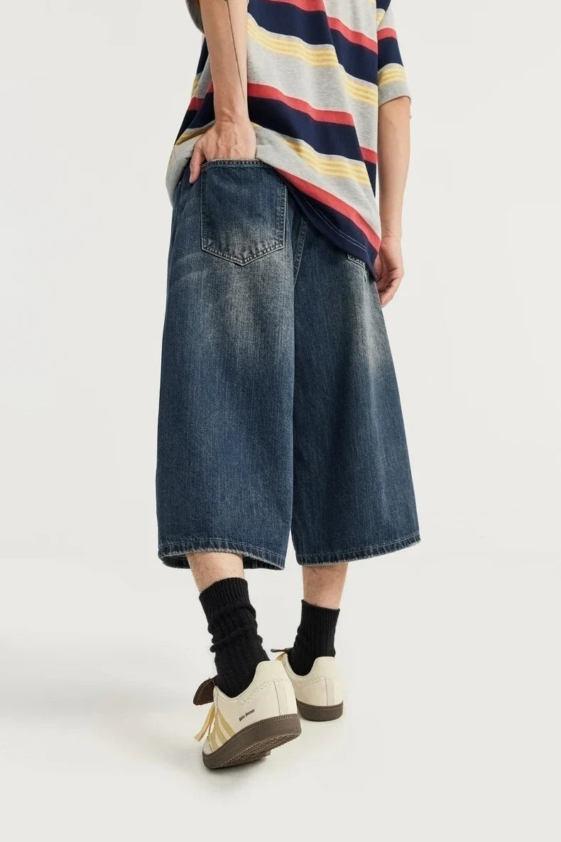 Shorts in jeans a gamba larga