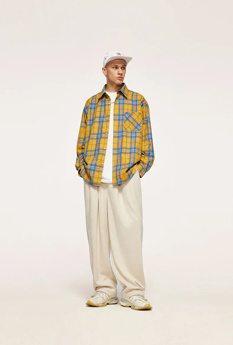 Camicia oversize a quadri colorblock