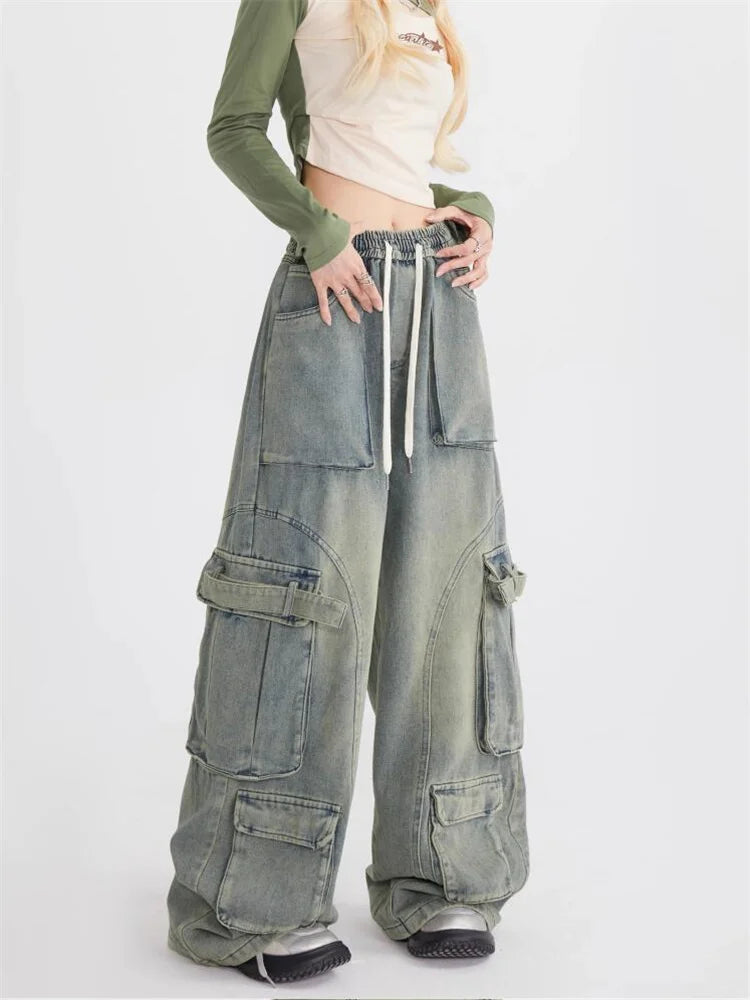Jeans larghi retr? con ampie tasche
