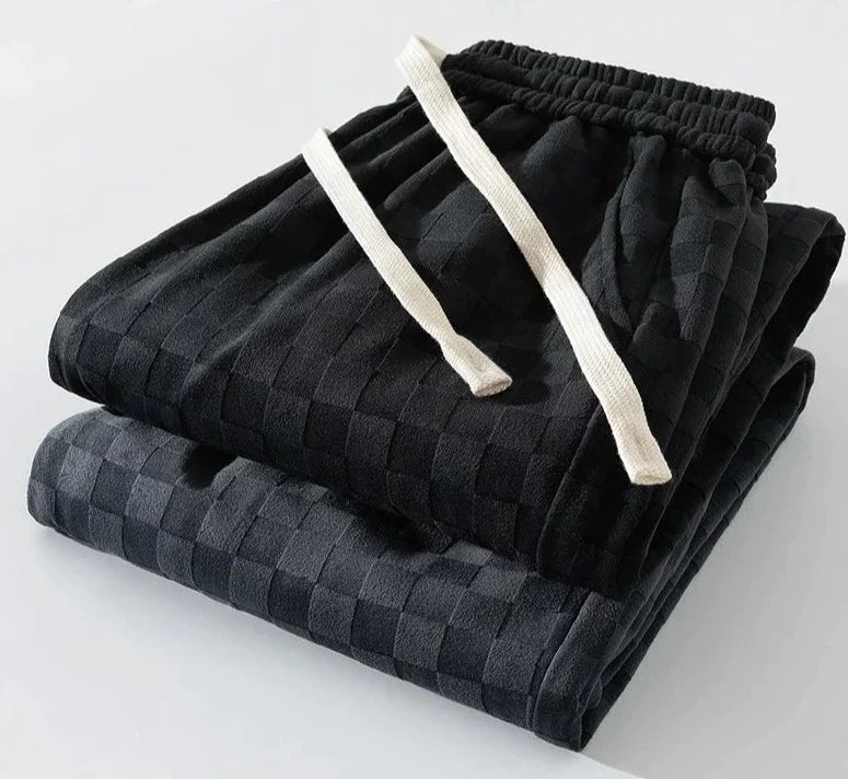 Pantaloni sportivi ampi con fantasia a scacchiera