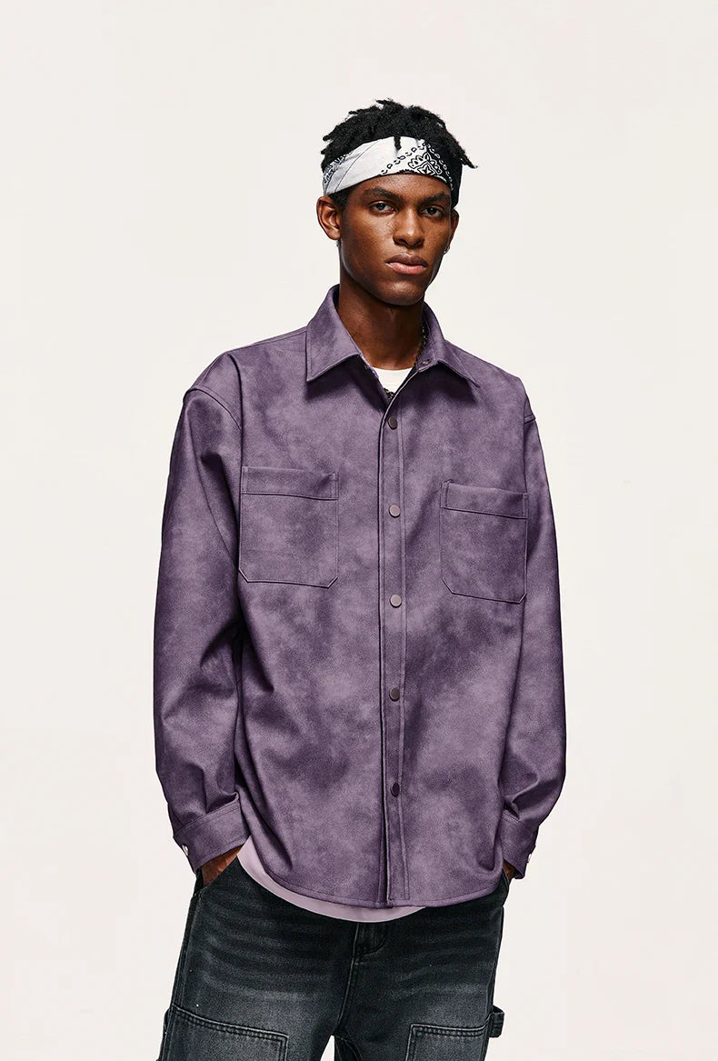 Giacca in pelle PU invecchiata