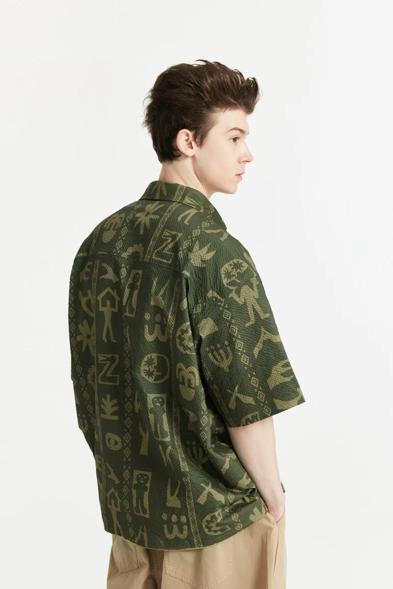 Camicia in seersucker stampata