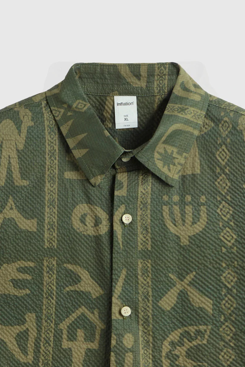 Camicia in seersucker stampata