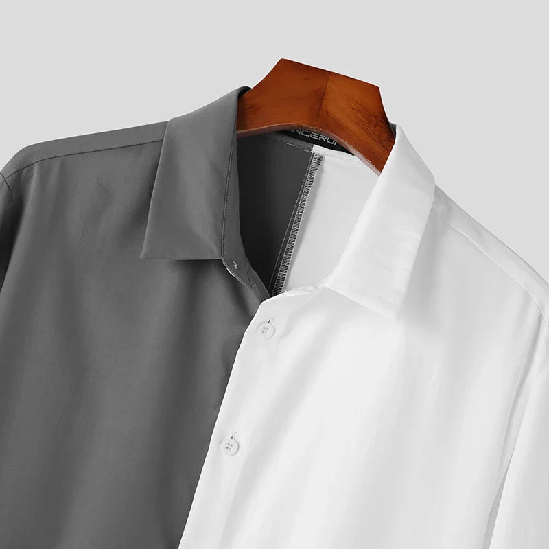 Camicia con revers e pantaloni con maniche lunghe e bottoni