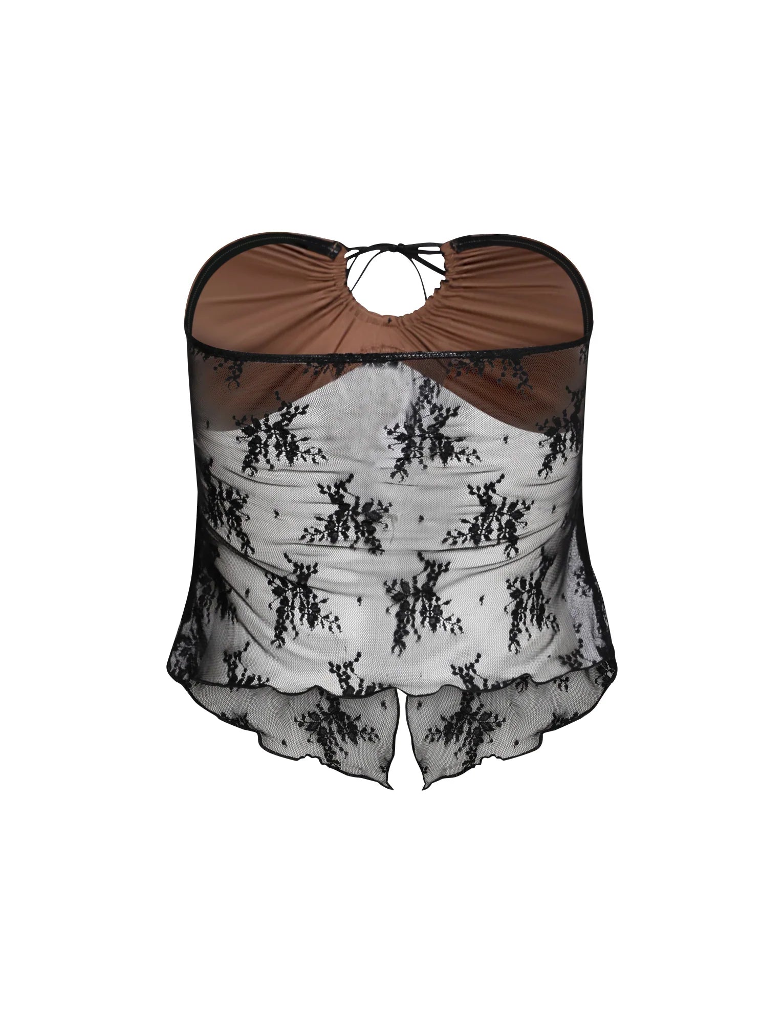 Elegante top traslucido con gonna