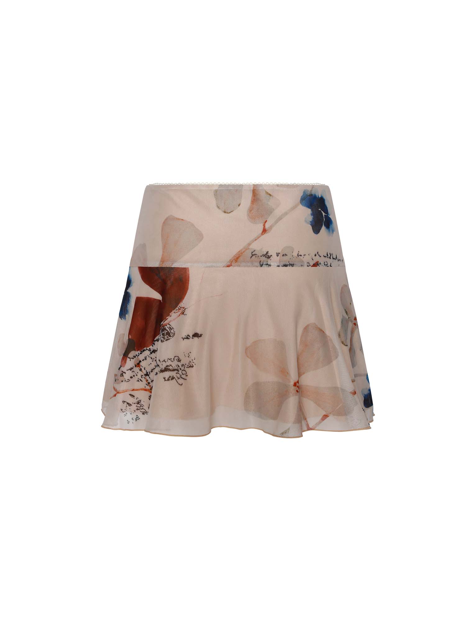 Top floreale beige con minigonna