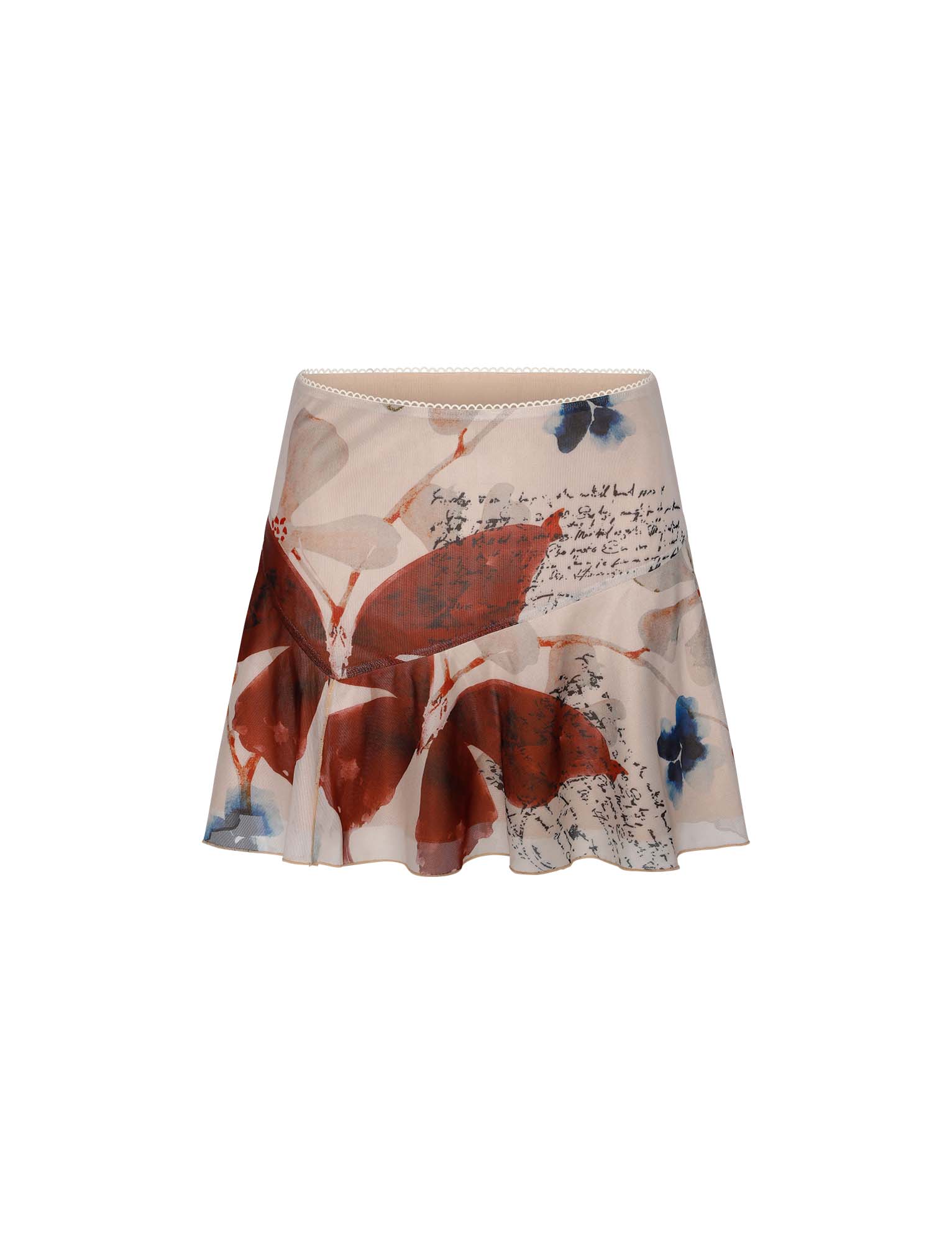 Top floreale beige con minigonna