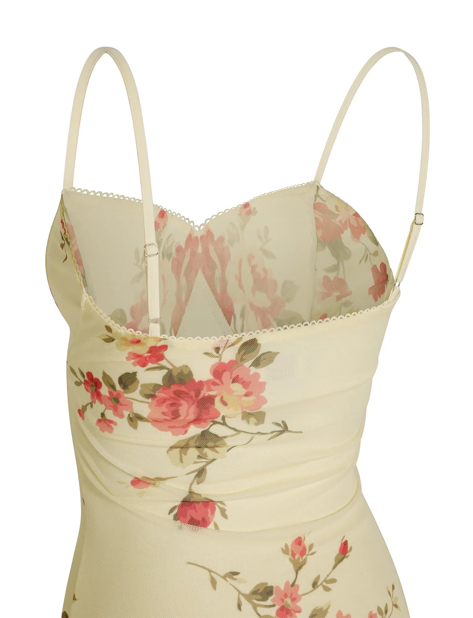 Vestito floreale in pizzo beige