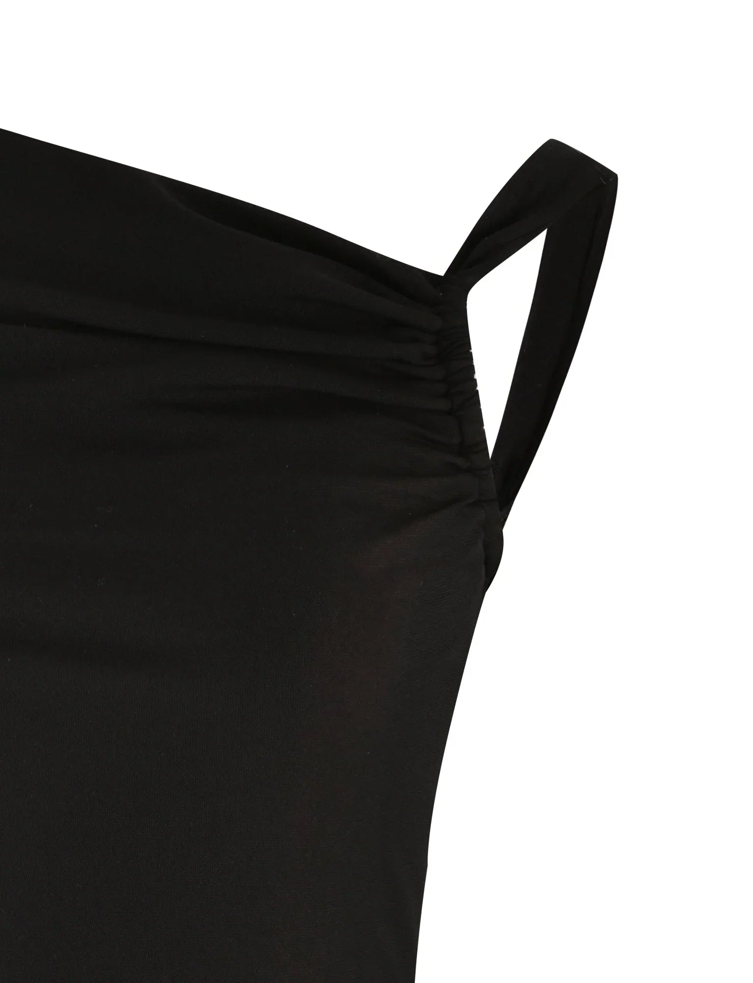 Minigonna con scollo a V, coulisse, volant, bretelle strette e fianchi