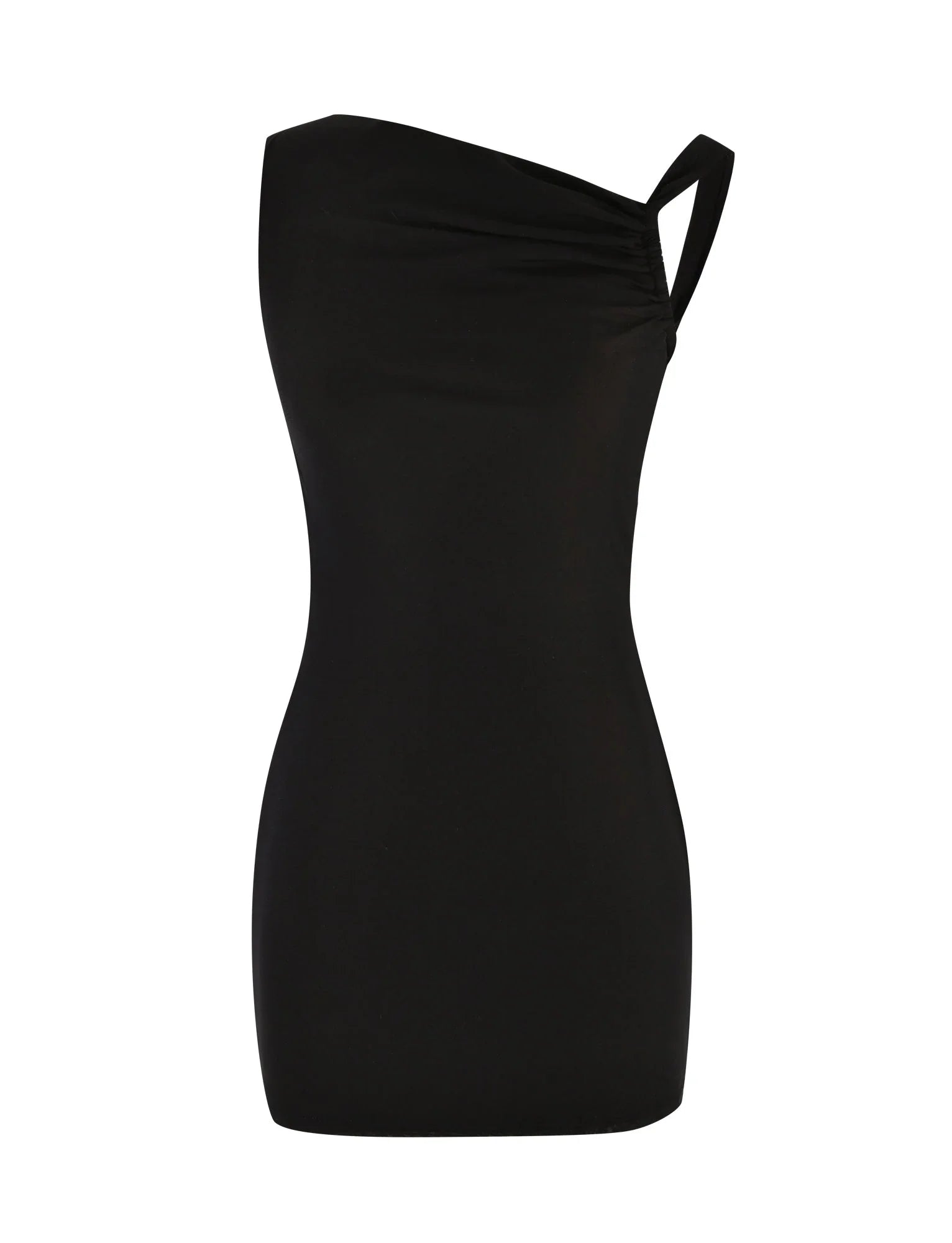 Minigonna con scollo a V, coulisse, volant, bretelle strette e fianchi