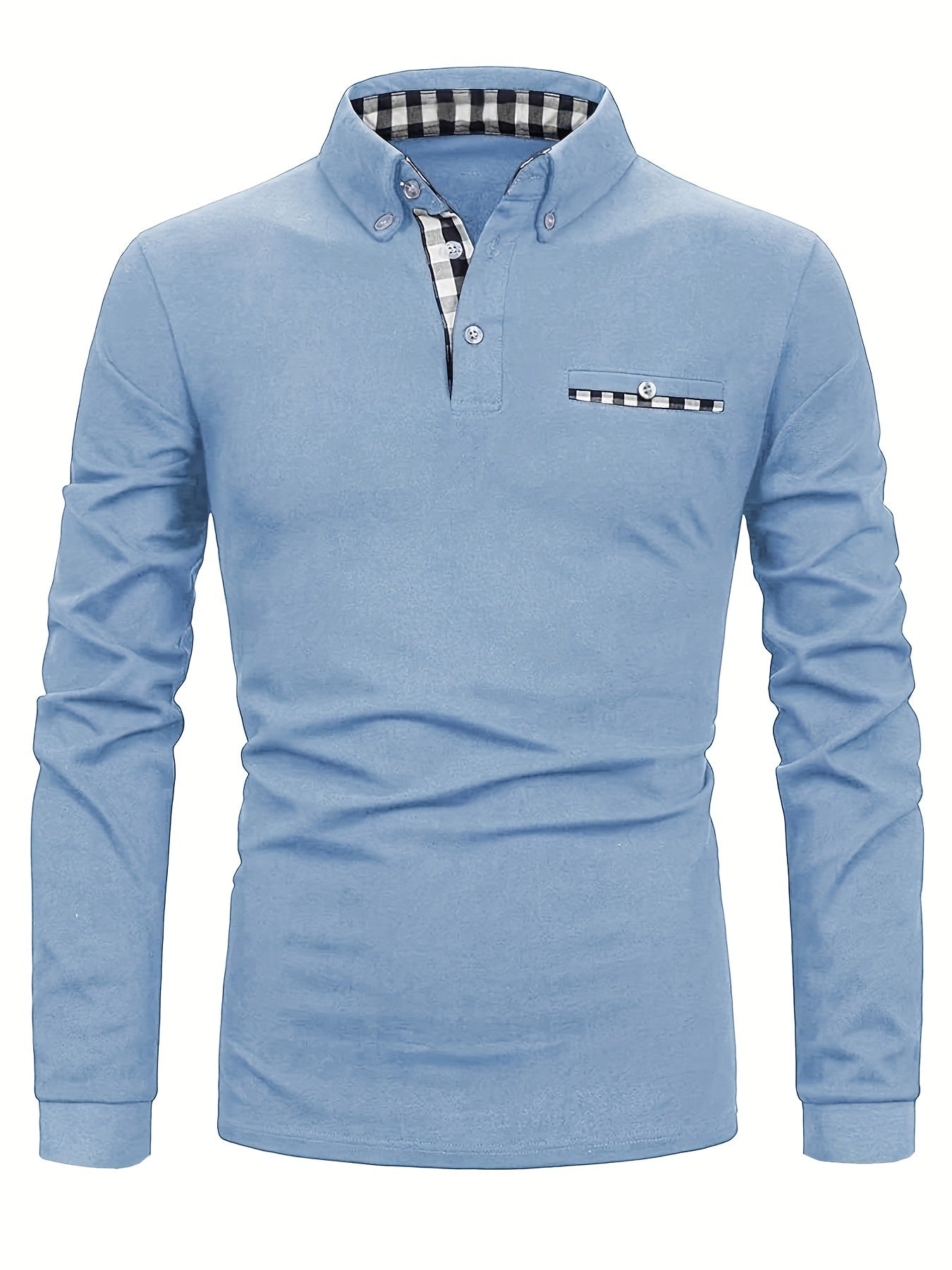 Camicia patchwork a quadri con revers e maniche lunghe realizzata in cotone casual leggermente elasticizzato