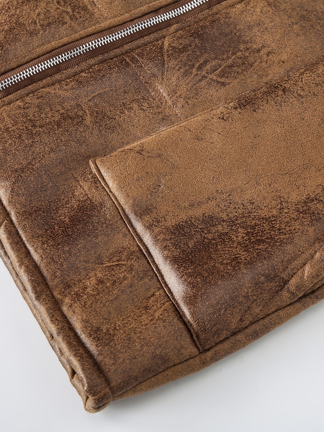 Giubbotto in pelle felpata senza maniche con cappuccio