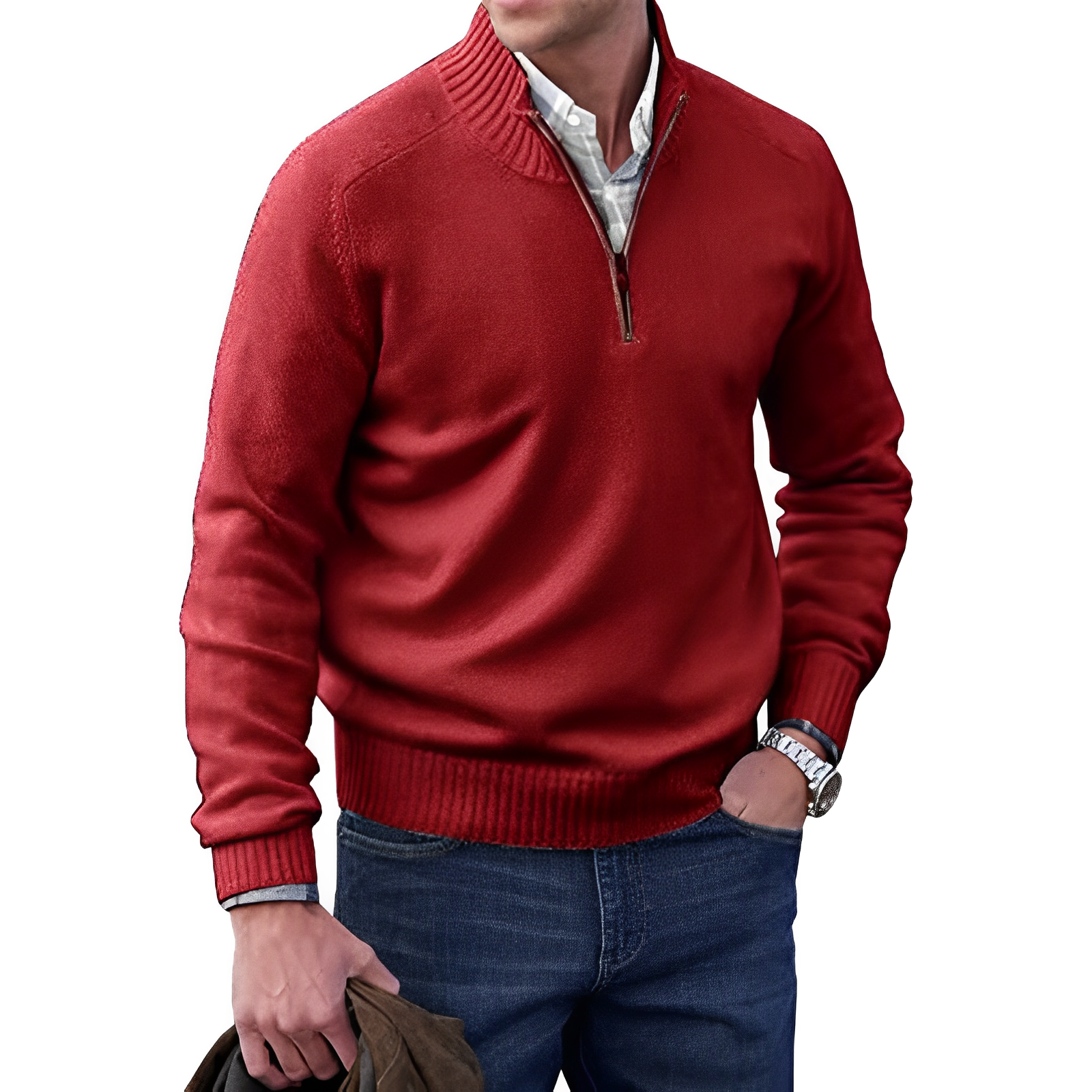 Maglione con cerniera in cashmere da uomo