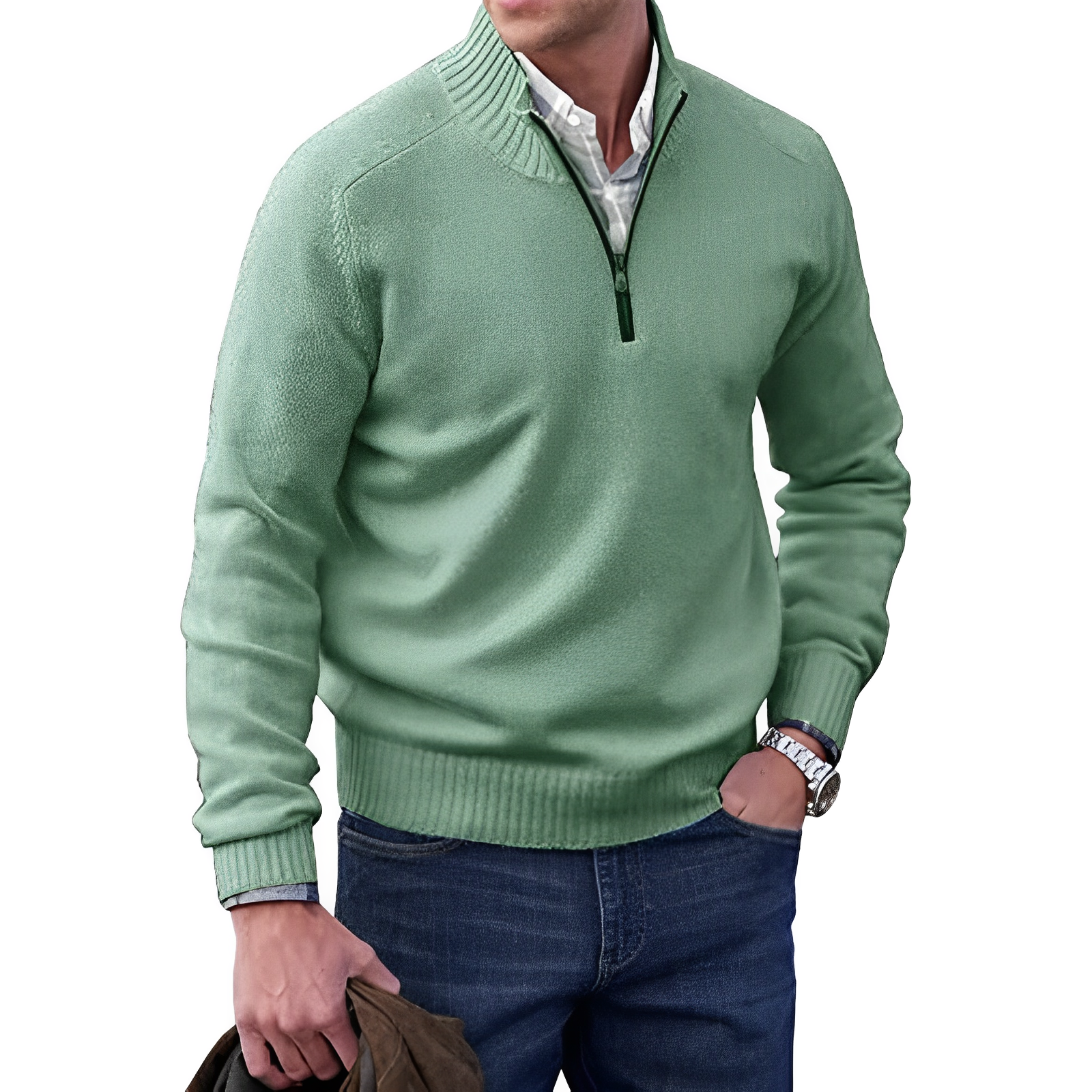 Maglione con cerniera in cashmere da uomo