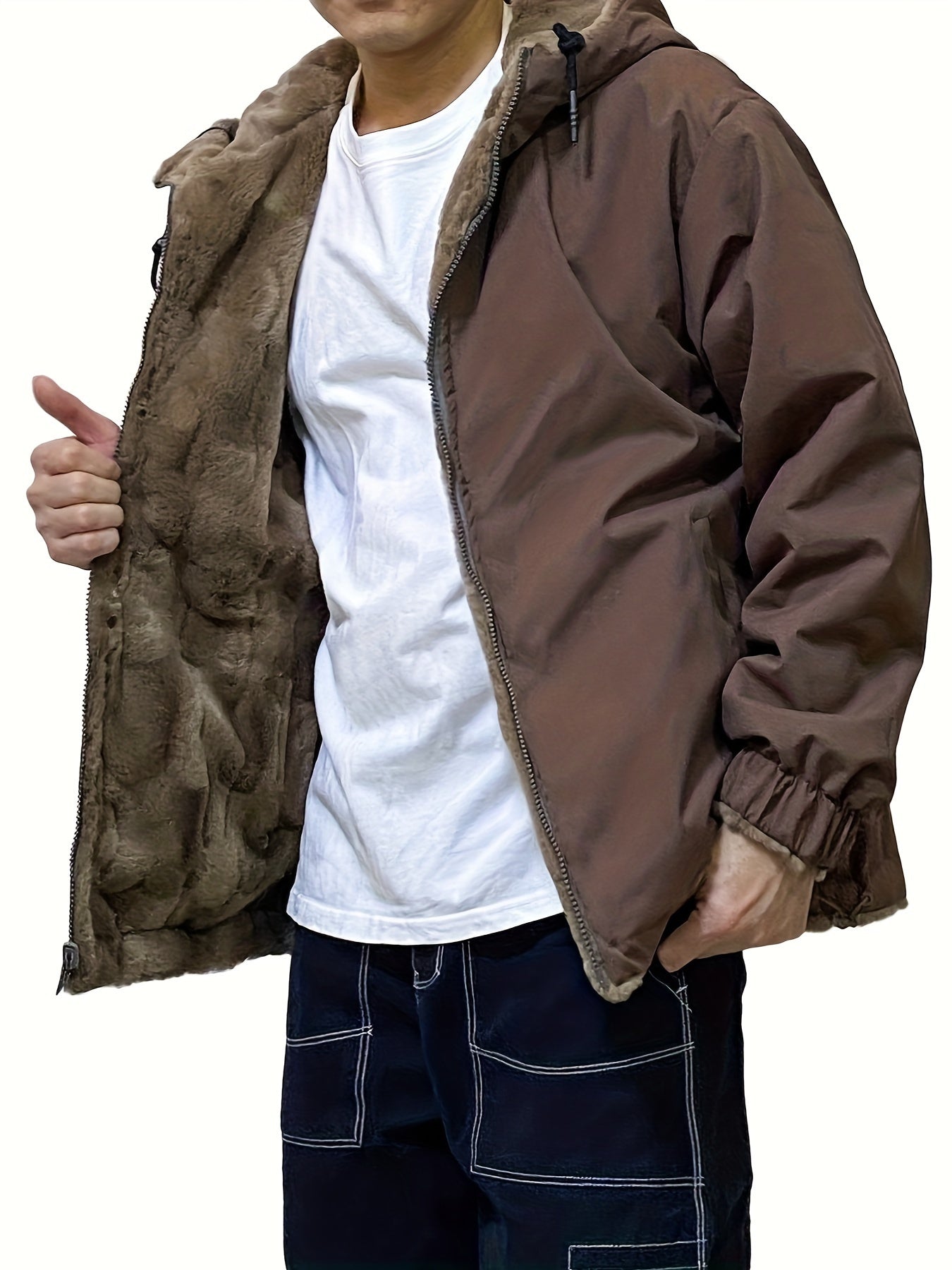 Felpa con cappuccio in pile double-face