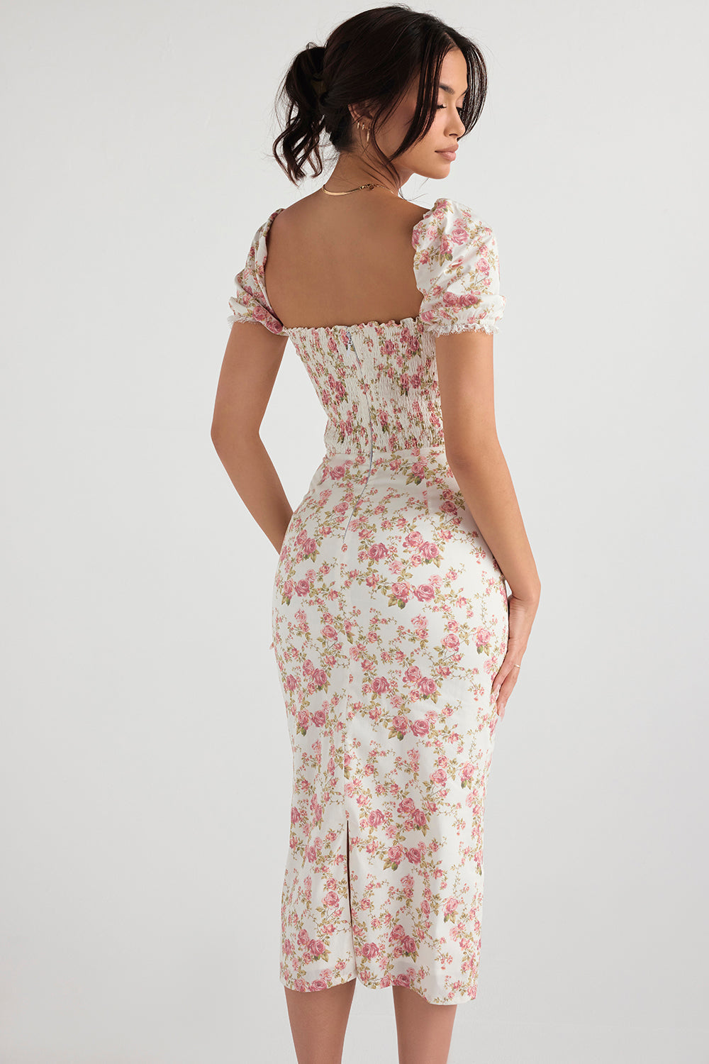 Abito estivo smock con stampa giardino