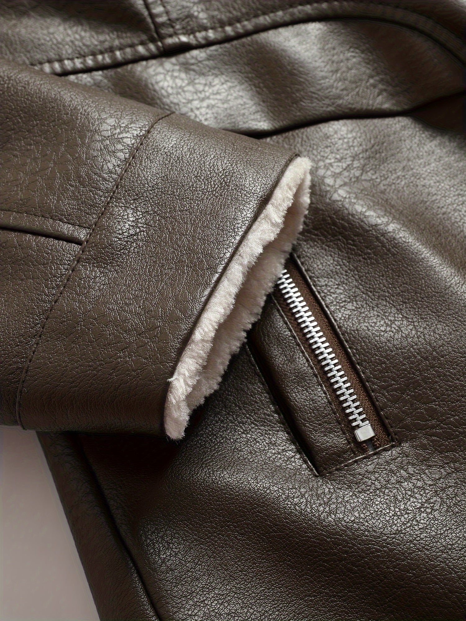 Giacca casual in pile di pelle da uomo